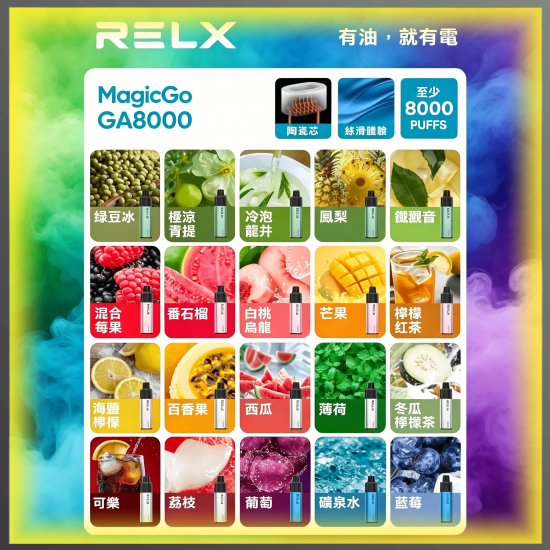 悅刻 RELX GA 8000口 拋棄式一次性電子煙 全口味款式